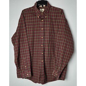 LL Bean Plaid Shirt XL MENS Wrinkle Free Red Green Long Sleeve Button Up